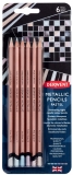 Creioane colorate Derwent Professional Metallic, blister, 6 culori/set, metalizate